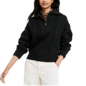 Nili Lotan x Target, The Quarter-Zip Cableknit Pullover Sweater, navy, size. M